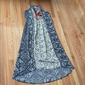 Knox Rose Maxi Dress Womens Medium Blue Cream Medallion Print Boho Resort Travel